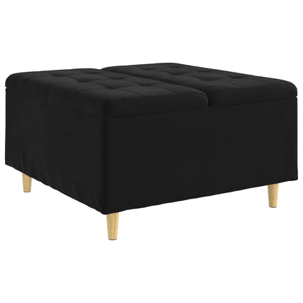 Förvaringspall med kudde Svart 80 x 80 x 45 cm Sammet