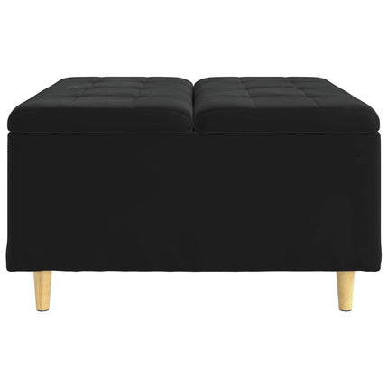 Förvaringspall med kudde Svart 80 x 80 x 45 cm Sammet