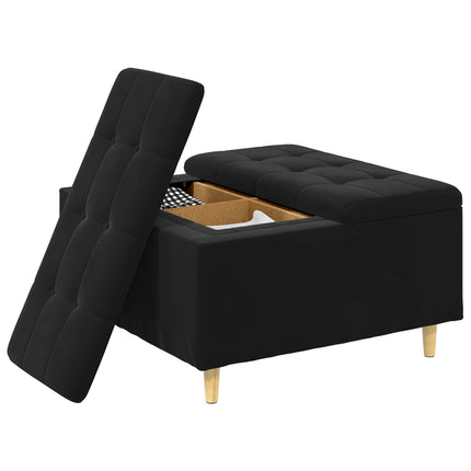 Förvaringspall med kudde Svart 80 x 80 x 45 cm Sammet