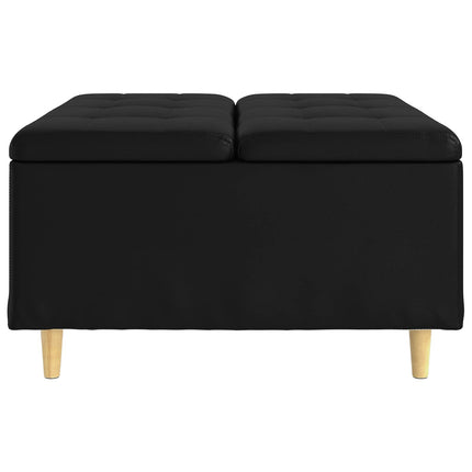 Förvaringspall med kudde Svart 80 x 80 x 45 cm Konstläder