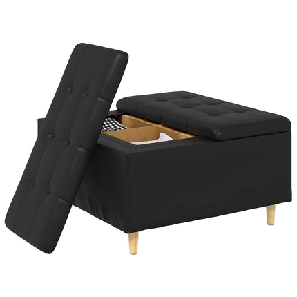 Förvaringspall med kudde Svart 80 x 80 x 45 cm Konstläder