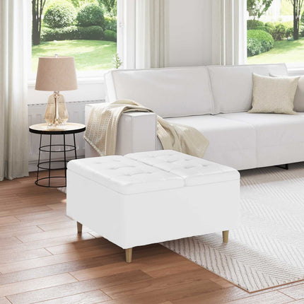 Förvaringspall med kudde Vit 80 x 80 x 45 cm Konstläder