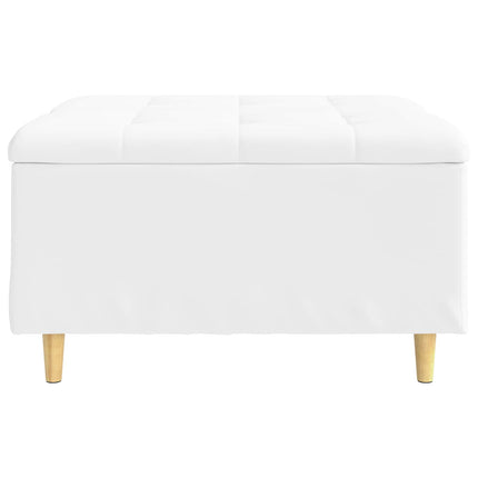 Förvaringspall med kudde Vit 80 x 80 x 45 cm Konstläder
