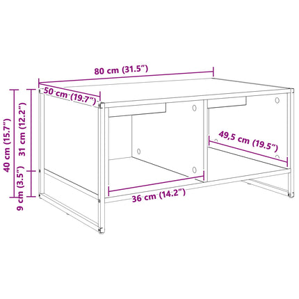 Kaffeebord Artisan Ek 80 x 50 x 40 cm Konstruerat trä