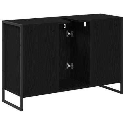 Badrumsskåp med dörr Svart Ek 90 x 30 x 60 cm Konstruerat trä