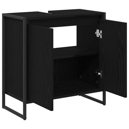 Badrumsskåp Svart Ek 60 x 30 x 60 cm Konstruerat trä