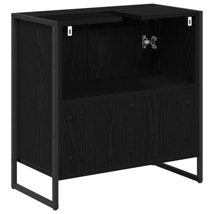 Badrumsskåp Svart Ek 60 x 30 x 60 cm Konstruerat trä
