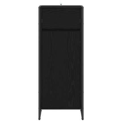 Badrumsskåp med låda Svart Ek 40 x 30 x 100 cm Konstruerat trä