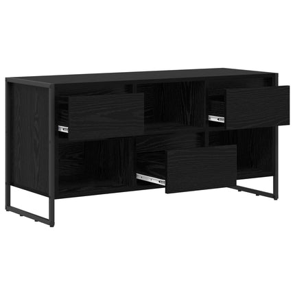 TV-skåp med låda Svart Ek 100 x 36 x 49,5 cm Konstruerat trä