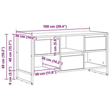 TV-skåp 100 x 36 x 49,5 cm Svart Ek Konstruerat trä