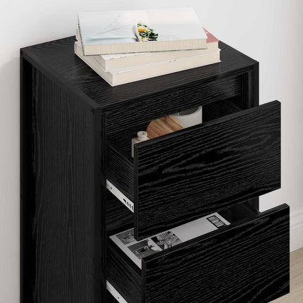 Sideboard med låda Svart Ek 42 x 36 x 75.5 cm Konstruerat trä
