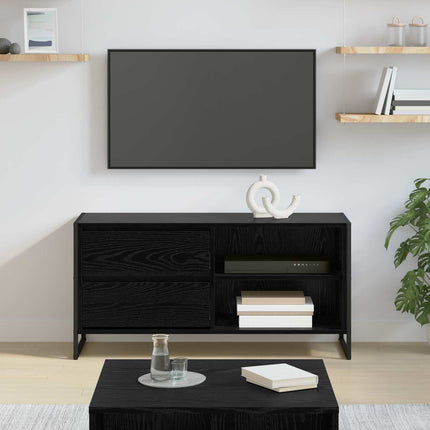 TV-skåp med låda Svart Ek 100 x 36 x 49,5 cm Konstruerat trä