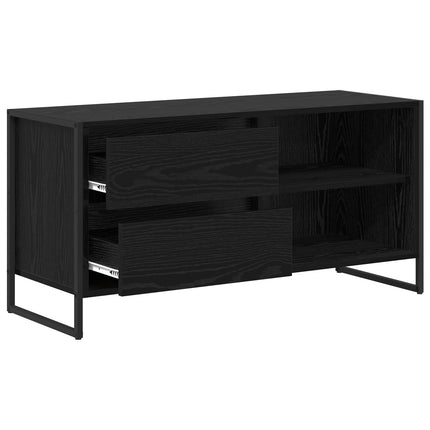 TV-skåp med låda Svart Ek 100 x 36 x 49,5 cm Konstruerat trä