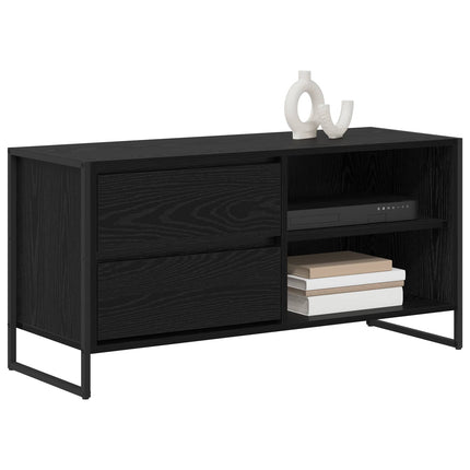 TV-skåp med låda Svart Ek 100 x 36 x 49,5 cm Konstruerat trä