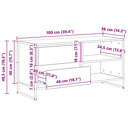 TV-skåp 100 x 36 x 49,5 cm Grå Sonoma Konstruerat trä