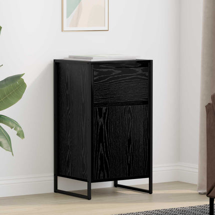 Sideboard med låda Svart Ek 43 x 36 x 75,5 cm Konstruerat trä
