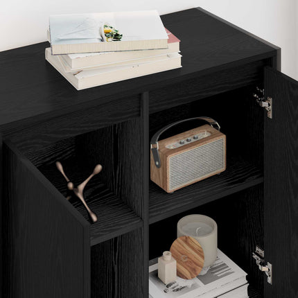 Sidokabinett Svart Ek 79 x 36 x 75 cm Konstruerat trä