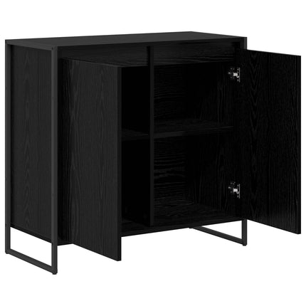 Sidokabinett Svart Ek 79 x 36 x 75 cm Konstruerat trä