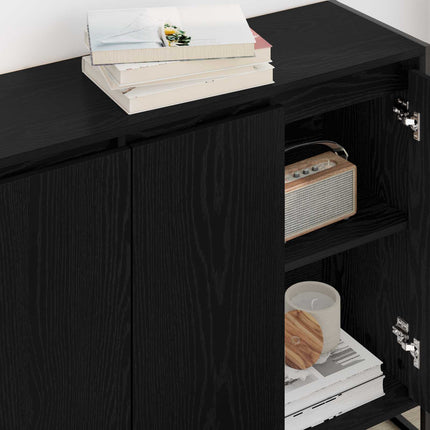 Sidokabinett Svart Ek 96,5 x 30 x 75 cm Konstruerat trä