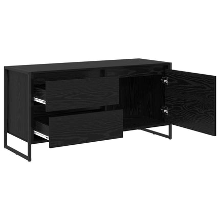 TV-skåp med låda Svart Ek 100 x 36 x 49.5 cm Konstruerat trä