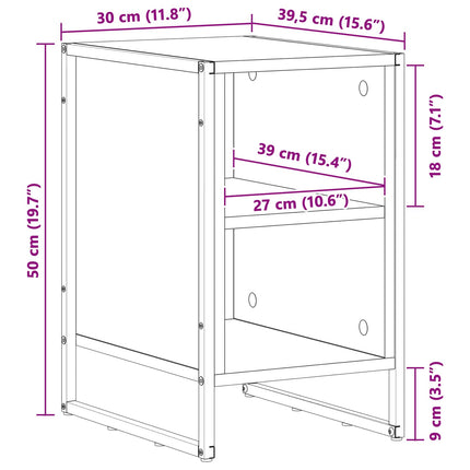 Sängbord Svart Ek 39.5 x 30 x 50 cm Konstruerat trä