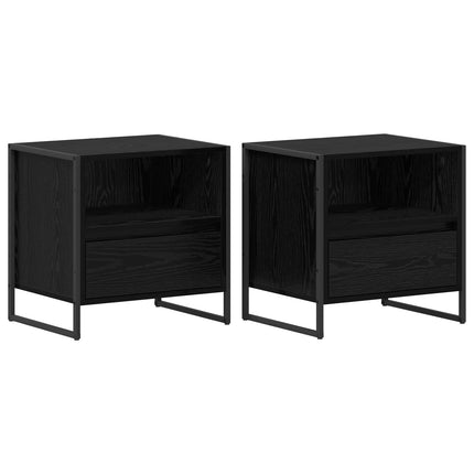 Sängbord 2 st Svart Ek 50 x 39,5 x 50 cm Konstruerat trä