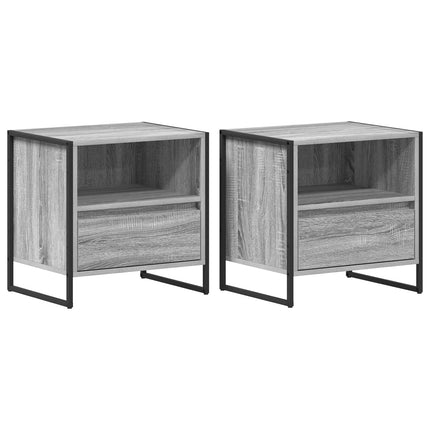 Sängbord 2 pcs Grå Sonoma 50 x 39,5 x 50 cm Konstruerat trä