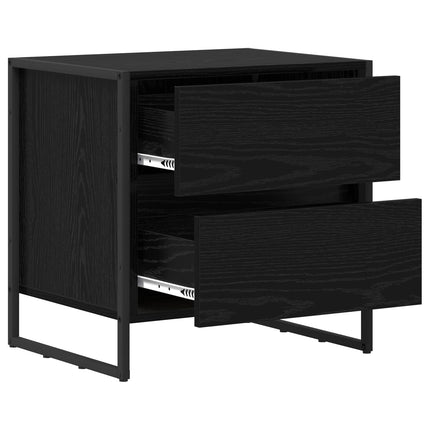 Sängbord 2 st Svart Ek 50 x 39,5 x 50 cm Konstruerat trä