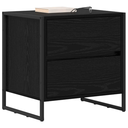 Sängbord 2 st Svart Ek 50 x 39,5 x 50 cm Konstruerat trä