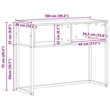 Sidobord med lagring Svart Ek 100 x 36 x 75 cm Konstruerat trä
