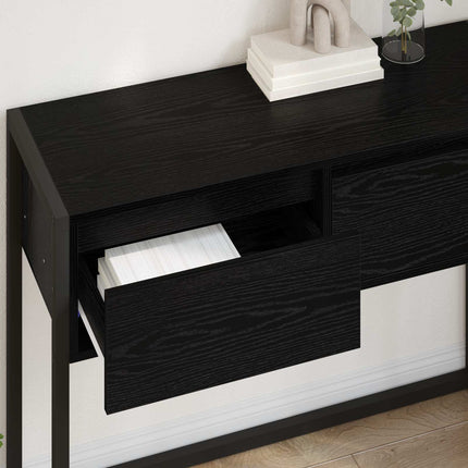 Sidobord med låda Svart Ek 100 x 36 x 75 cm Konstruerat trä