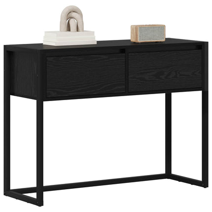 Sidobord med låda Svart Ek 100 x 36 x 75 cm Konstruerat trä
