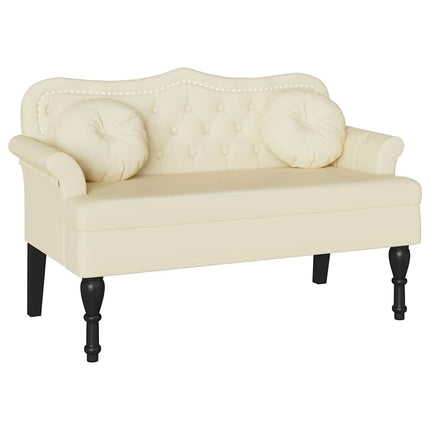 Chesterfield Bänk med kudde Kräm 120,5 x 65 x 75 cm Konstläder