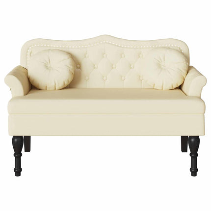 Chesterfield Bänk med kudde Kräm 120,5 x 65 x 75 cm Konstläder