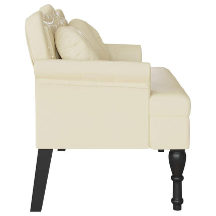 Chesterfield Bänk med kudde Kräm 120,5 x 65 x 75 cm Konstläder