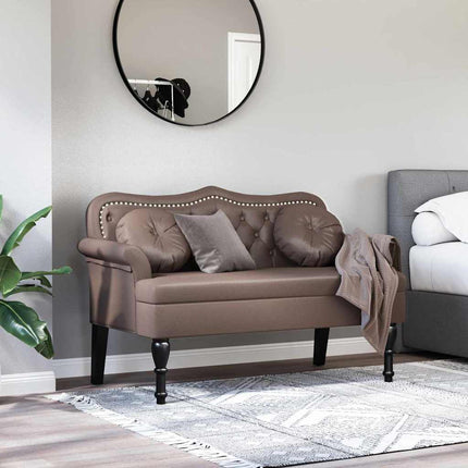 Chesterfield Bänk med kudde Brun 120,5 x 65 x 75 cm Konstläder