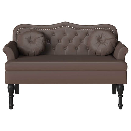 Chesterfield Bänk med kudde Brun 120,5 x 65 x 75 cm Konstläder