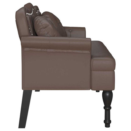 Chesterfield Bänk med kudde Brun 120,5 x 65 x 75 cm Konstläder
