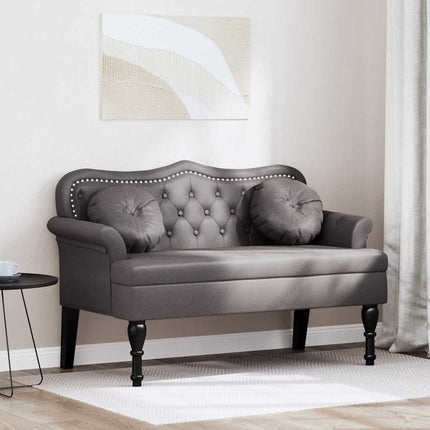 Chesterfield Bänk med kudde Grå 120,5 x 65 x 75 cm Konstläder