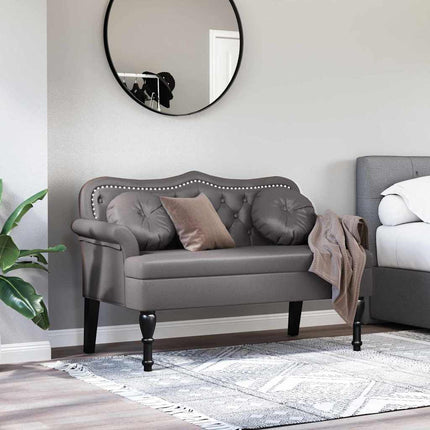 Chesterfield Bänk med kudde Grå 120,5 x 65 x 75 cm Konstläder