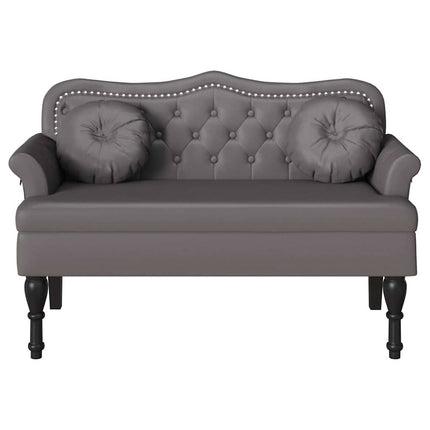 Chesterfield Bänk med kudde Grå 120,5 x 65 x 75 cm Konstläder