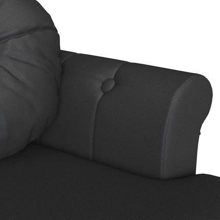 Chesterfield Bänk med kudde Svart 120,5 x 65 x 75 cm Konstläder