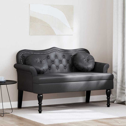Chesterfield Bänk med kudde Svart 120,5 x 65 x 75 cm Konstläder