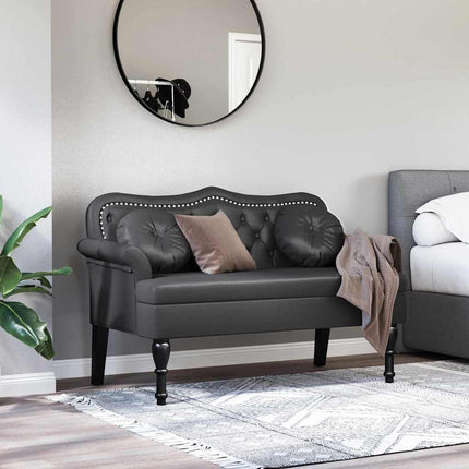 Chesterfield Bänk med kudde Svart 120,5 x 65 x 75 cm Konstläder