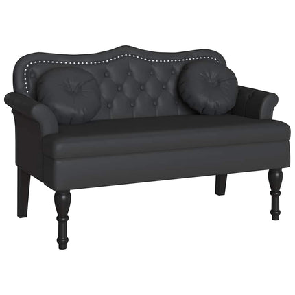 Chesterfield Bänk med kudde Svart 120,5 x 65 x 75 cm Konstläder