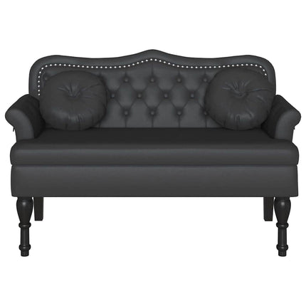 Chesterfield Bänk med kudde Svart 120,5 x 65 x 75 cm Konstläder