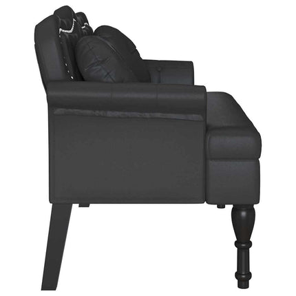 Chesterfield Bänk med kudde Svart 120,5 x 65 x 75 cm Konstläder