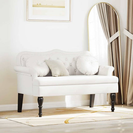 Chesterfield Bänk med kudde Vit 120,5 x 65 x 75 cm Konstläder