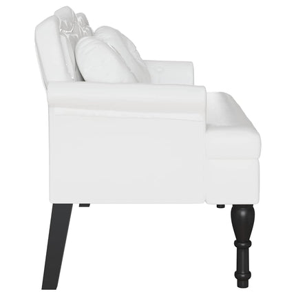 Chesterfield Bänk med kudde Vit 120,5 x 65 x 75 cm Konstläder