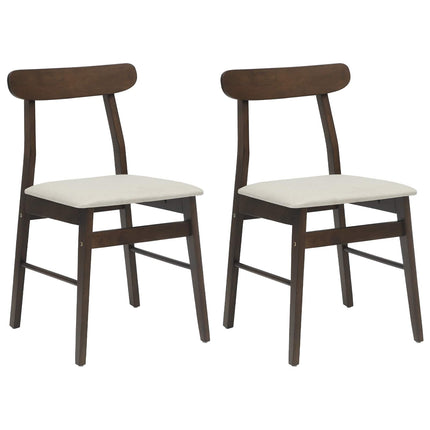 Matstol 2 pcs Mörkbrun, Vit Massiv Gummiträ